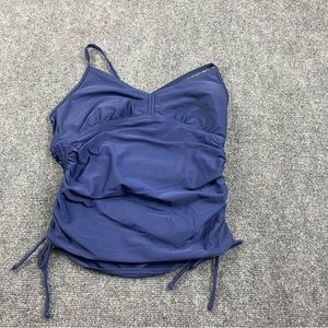 Prana Navy Blue Ruched Tankini Top